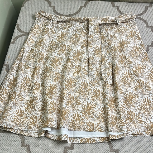 Lands' End Floral Brown and Cream A-line Skirt Knee-Length Casual size 16W - Picture 1 of 11